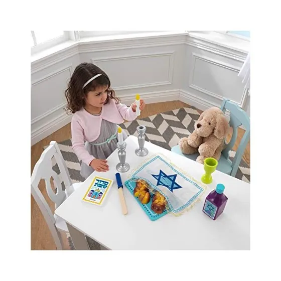 KidKraft 21-Piece Wooden Shabbat Set with Sliceable Challah Bread