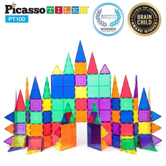 PicassoTiles 100 Piece Magnetic Tiles