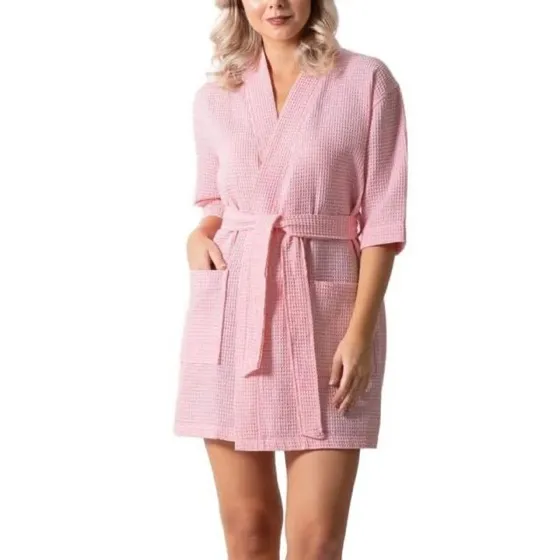 Turkish Linen Waffle Knit Bathrobe