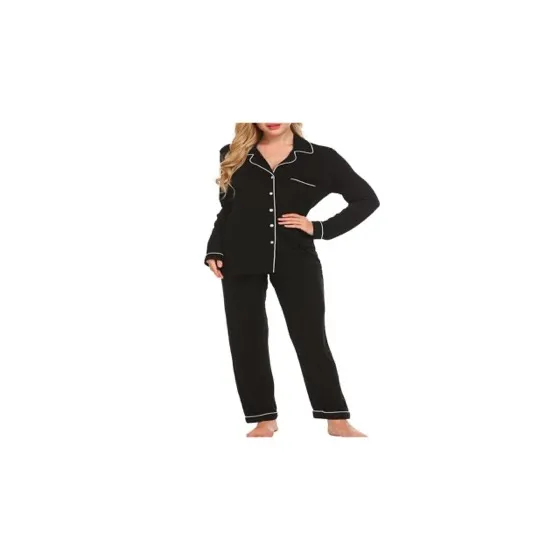 Ekouaer Pajamas Womens Long Sleeve Sleepwear Button Down Loungewear Pjs