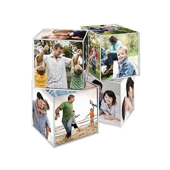 MCS 3.25x3.25 Inch Clear Plastic 6 Sided Photo Cube 4-Pack