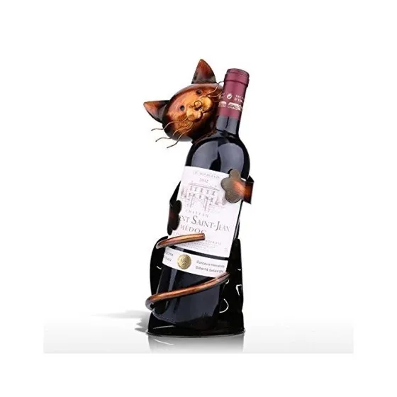 Tooarts Cat Shaped Wine Holder Wine Rack shelf Metal Sculpture