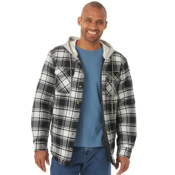 Wrangler Authentics Men's Long Sleeve Quilted Lined Flannel Shirt Jacket