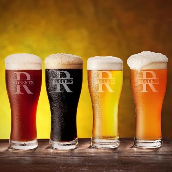 Classic Monogram Pilsner Beer Glasses