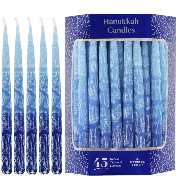 The Dreidel Company Hanukkah Candles Dripless Multi Blue Hued Frosted