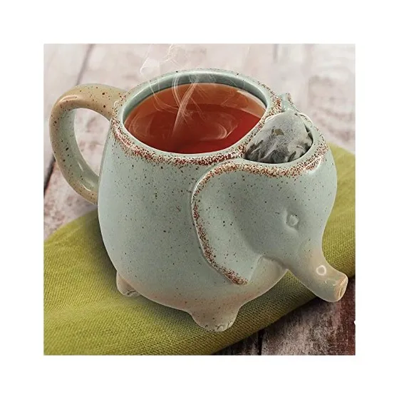 Ceramic 15oz Elephant Tea Mug Green