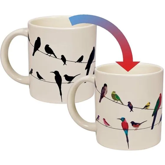 The Unemployed Philosophers Guild Birds on a Wire Heat Changing Mug