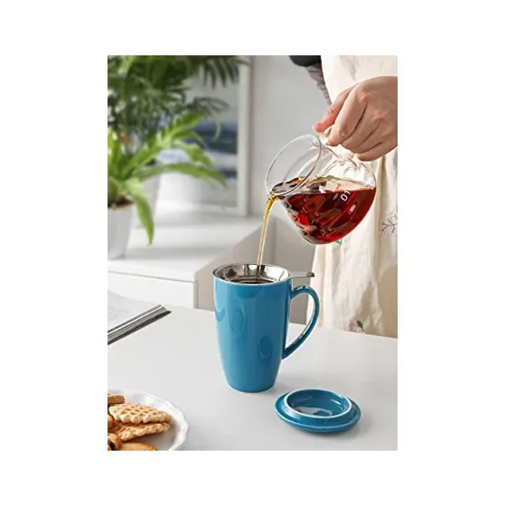 Sweese 15 OZ Porcelain Tea Mug with Infuser and Lid