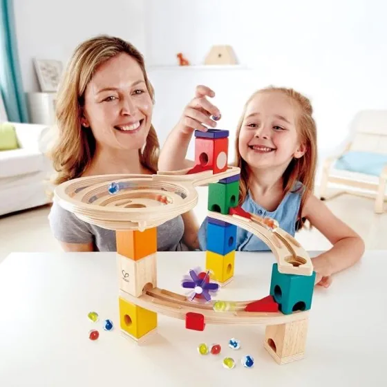 Hape Quadrilla Race to Finish Wooden Blocks with Marble Run