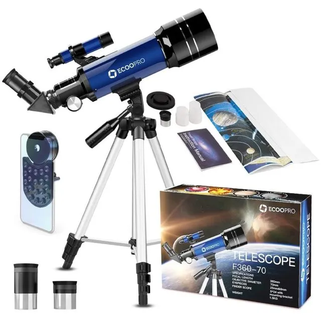 Ecoopro 70mm Refractor Telescope with Adjustable Tripod
