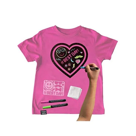 Pink Heart Chalkboard Short Sleeve T-Shirt Kit for Kids