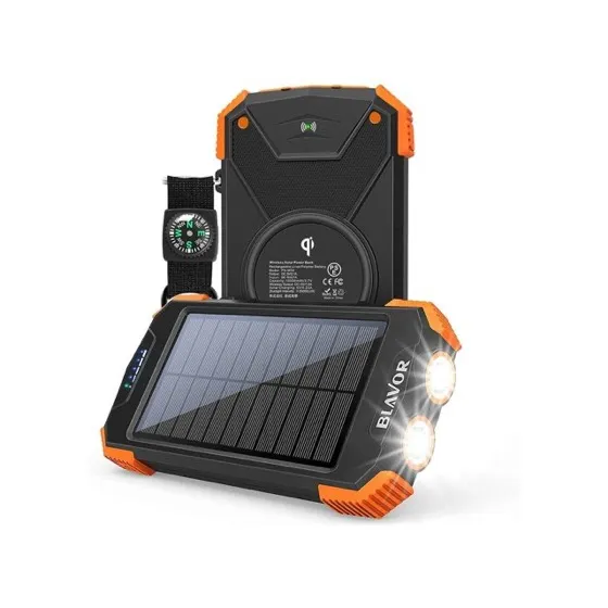 Blavor Solar Power Bank 10, 000mAh Portable Wireless Charger for Cell