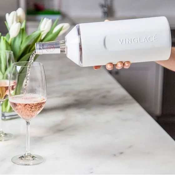 Vinglacé Wine Bottle Chiller- Portable Champagne Insulator- Stainless Steel Wine