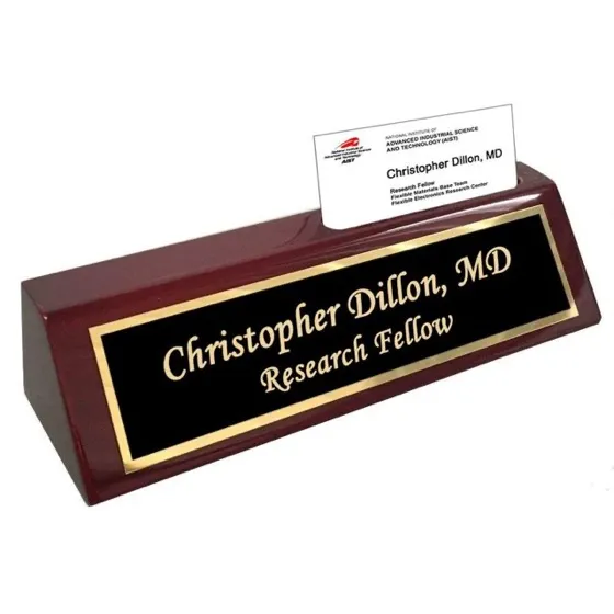 Dayspring Pens Personalized Rosewood Nameplate with Business Card Holder