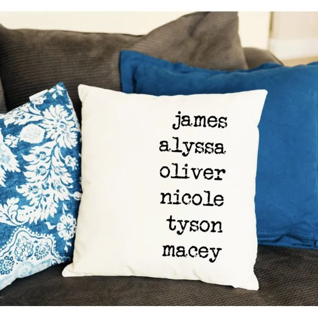 Qualtry Personalized Family Names Throw Pillow