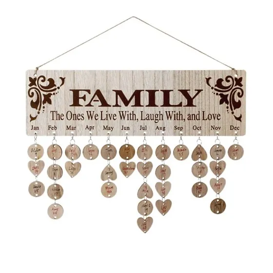 Family Birthday Reminder Calendar Board with 100 Tags