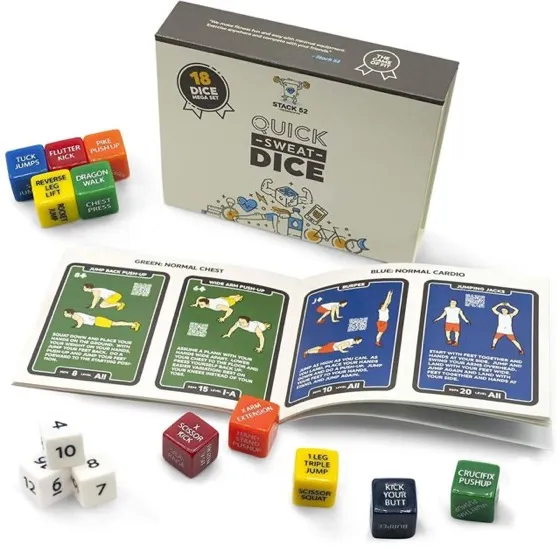 Stack 52 Quick Sweat Fitness Dice Set. Bodyweight Exercise Workout