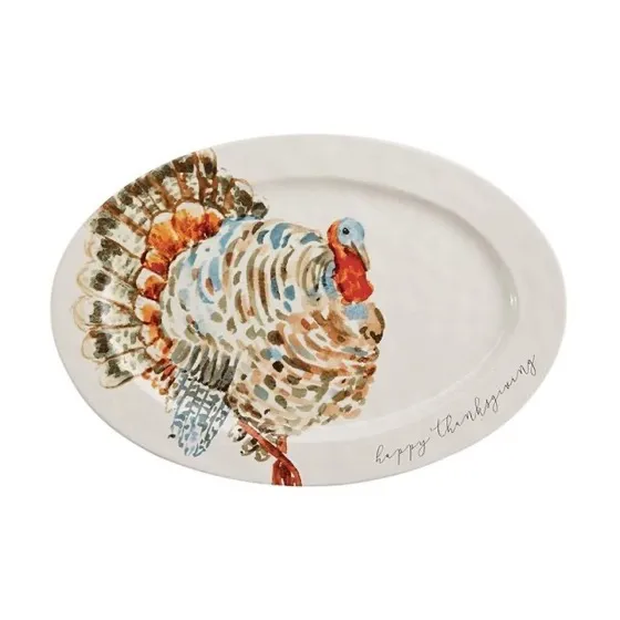 Mud Pie Watercolor Turkey Platter