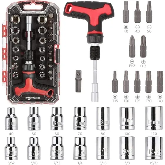 Amazon Basics 27-Piece Ratchet Screwdriver and Socket Set