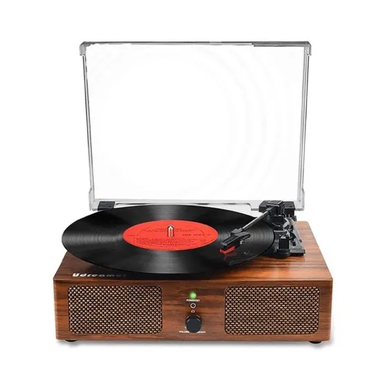 Udreamer Vinyl Record Player Wireless Turntable with Built-in Speakers&USB