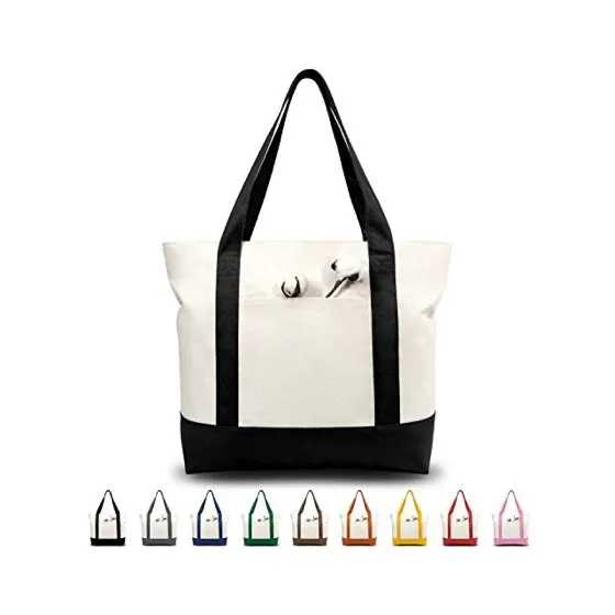 TOPDesign Canvas Tote Bags with an External Pocket