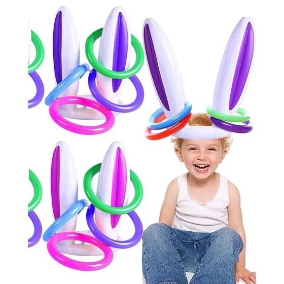 [16 Score Rings ] 4 Pack Easter Inflatable Bunny Rabbit