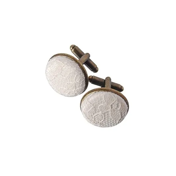 Marang Studios Classic Ivory Lace Fabric Cuff Links