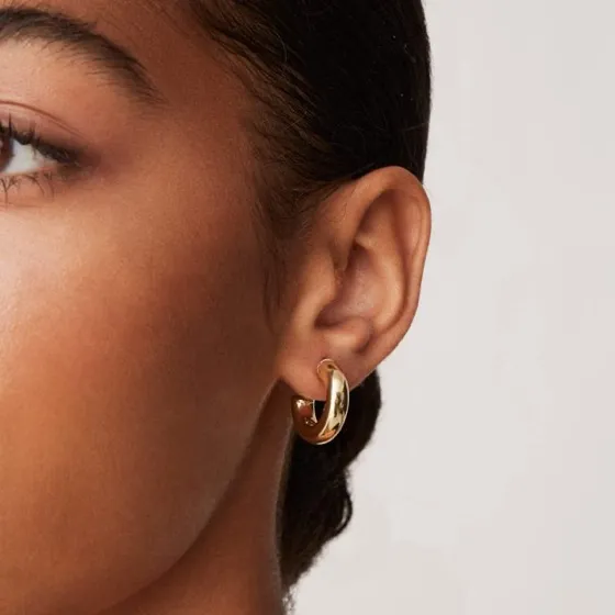 14K Gold Plated Chunky Hoops