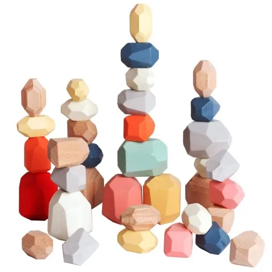 Bestamtoy Wooden Sorting and Stacking Rocks
