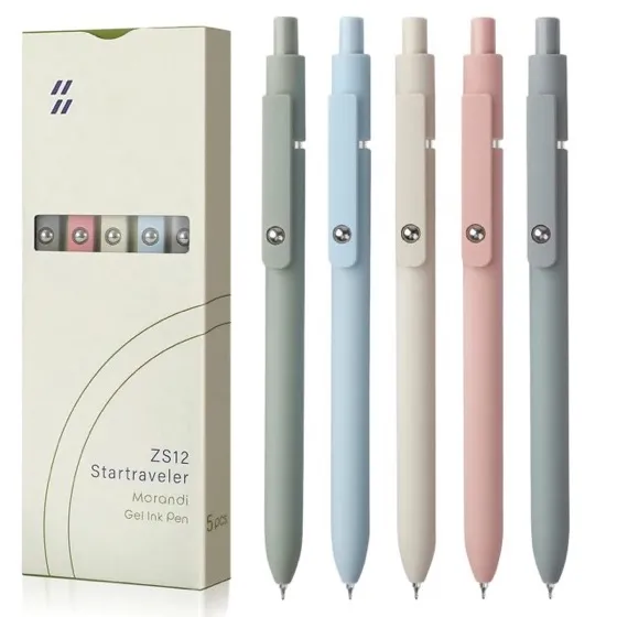Fiover Gel Pens 5pcs 0.5mm Quick Dry Black Ink Fine