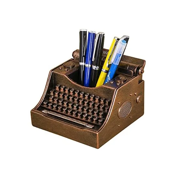 Retro Typewriter Pen Holder Desk Organizers for Writer's Bronze