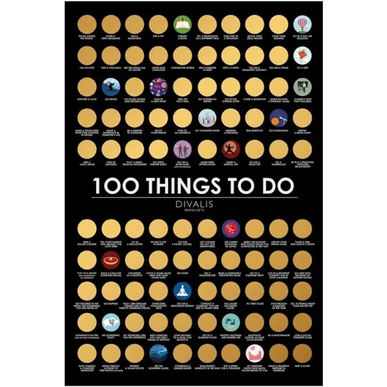 Divalis 100 Things to Do Bucket List Scratch off Poster