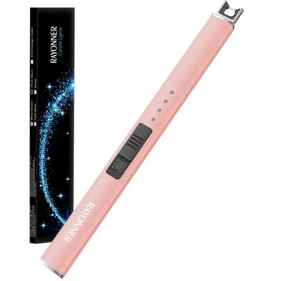 Rayonner Electric Candle Lighter USB Plasma Arc Windproof Rose Gold