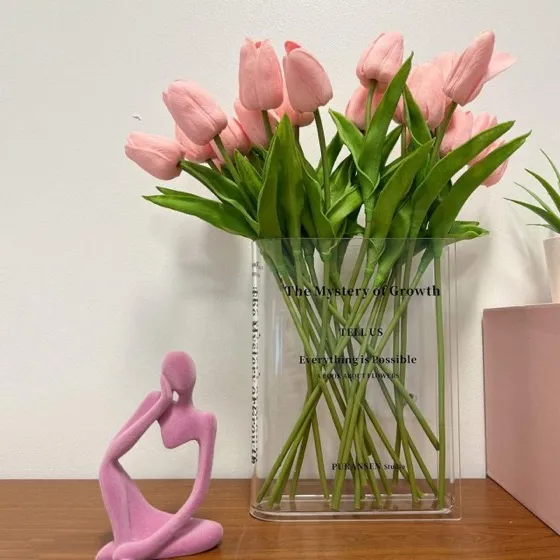 Puransen Clear Bookend Vase for Centerpiece Home Indoor Desk Decor