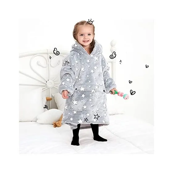 Kfubuo Wearable Blanket Hoodie for Kids With Pocket Toddlers 2-6