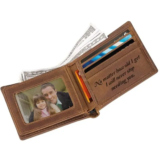 Engraved Dad Leather Wallet