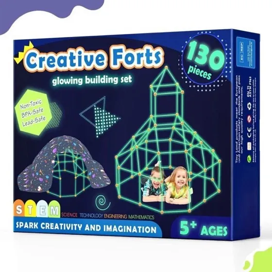 Tiny Land Glow Fort Building Kit for Kids Ages 4-12