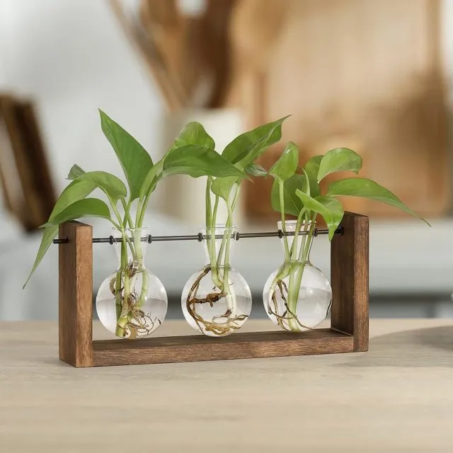 Yibot Wall Hanging Planter Propagation Station 3 Bulb Glass Flower