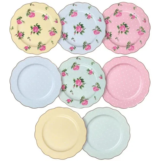 BTaT- Porcelain Floral Plates Set of 8