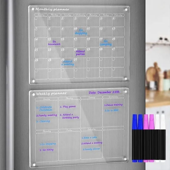 Aitee Magnetic Monthly Weekly Dry Erase Board Set for Fridge