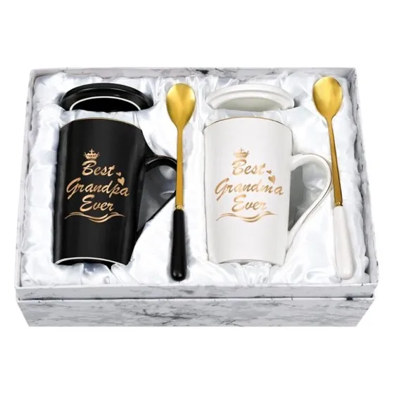 Cabtnca Best Grandma Grandpa Ever Mug Set