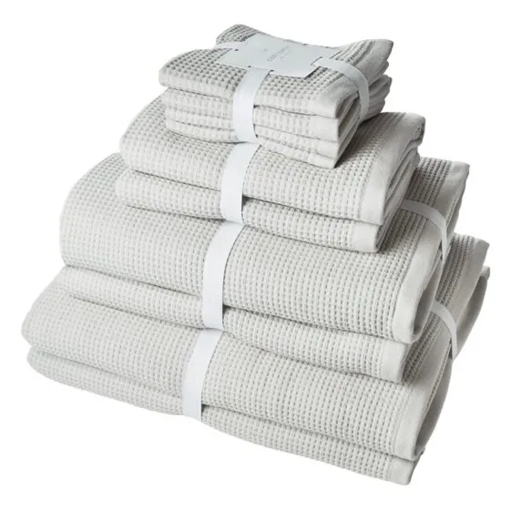 Cozy Earth Light Grey Waffle Bath Towel Bundle