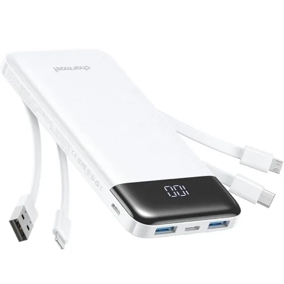Charmast Power Bank Portable Charger with Reinforced Built-in 4 Cables