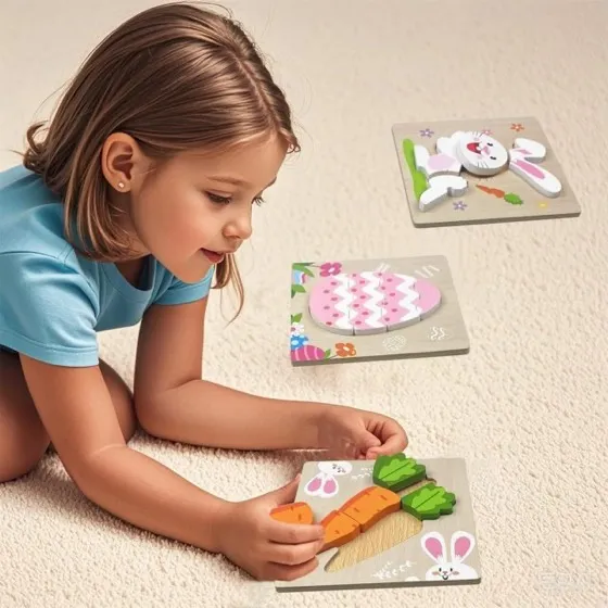 Anditoy 4 Pack Easter Wooden Puzzles Toys for Kids Toddlers