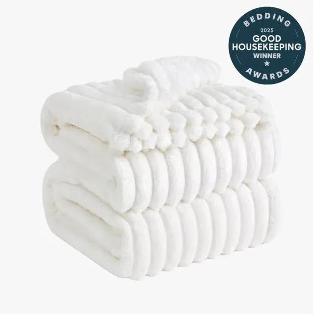 Bedsure Striped Flannel Throw Blanket