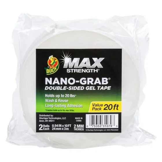 Duck Max Strength Double-Sided Tape with Nano-Grab Technology