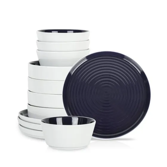 Stone Lain Elica 12-Piece Modern Dinnerware Set Stoneware