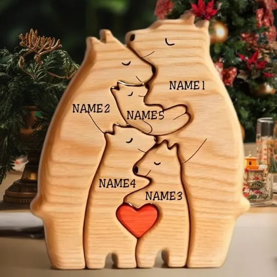 Personalized Wooden Bears Family Puzzle