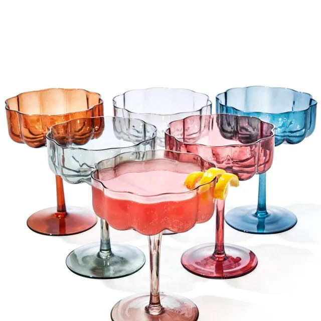Khen Flower Vintage Wavy Petals Wave Glass Coupes