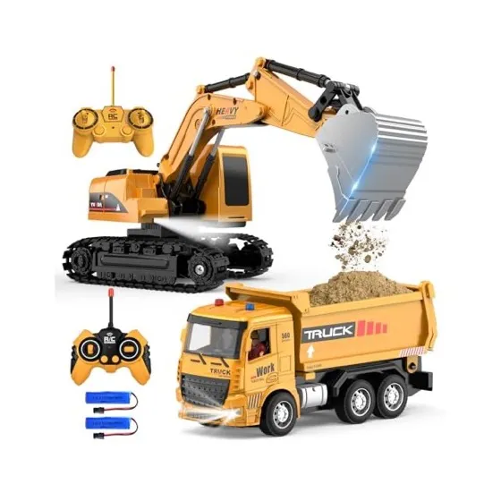 Remote Control Excavator and Dump Truck Toy Set